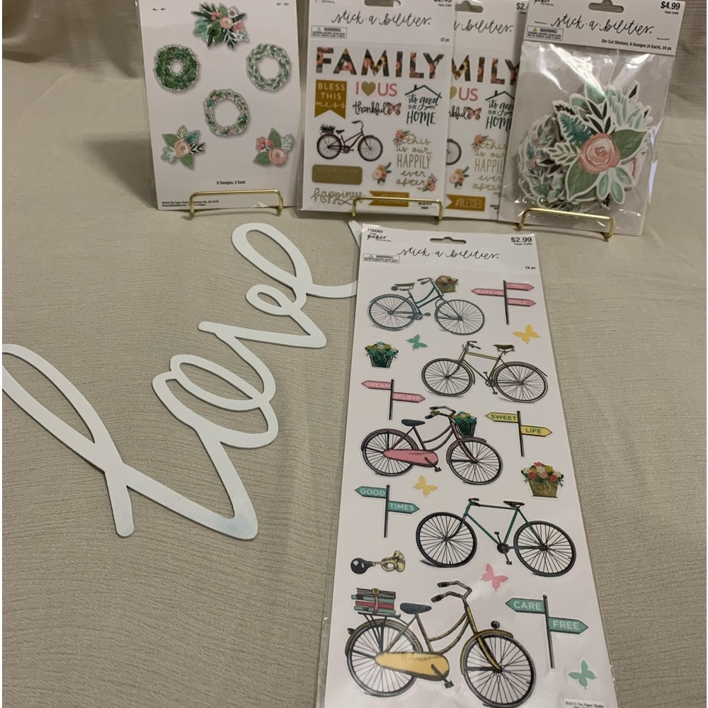 110 pc Flowers,Family, Home,Happiness, Bicycles & Street Signs Stickers